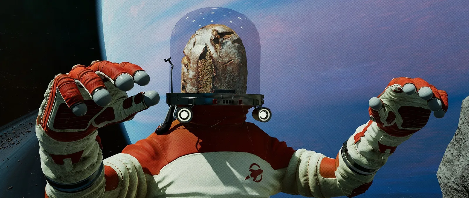 Official Breathedge 2 artwork of the Man in his red spacesuit with a glass helmet